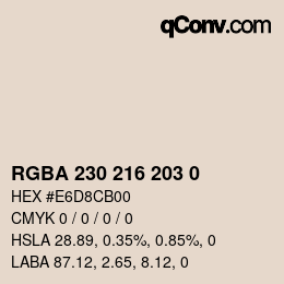 Color code: RGBA 230 216 203 0 | qconv.com