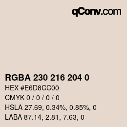 颜色代码: RGBA 230 216 204 0 | qconv.com