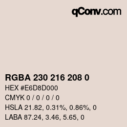Code couleur: RGBA 230 216 208 0 | qconv.com