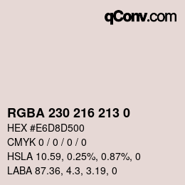颜色代码: RGBA 230 216 213 0 | qconv.com