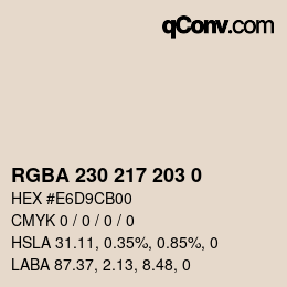 Color code: RGBA 230 217 203 0 | qconv.com