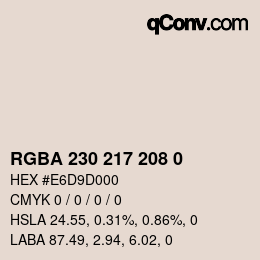 Color code: RGBA 230 217 208 0 | qconv.com