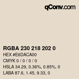Código de color: RGBA 230 218 202 0 | qconv.com