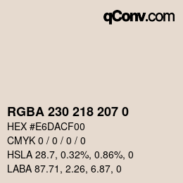 Color code: RGBA 230 218 207 0 | qconv.com