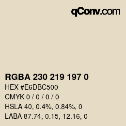 Color code: RGBA 230 219 197 0 | qconv.com