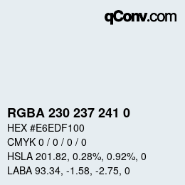 Color code: RGBA 230 237 241 0 | qconv.com