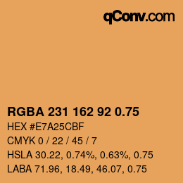 颜色代码: RGBA 231 162 92 0.75 | qconv.com