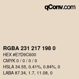 Color code: RGBA 231 217 198 0 | qconv.com