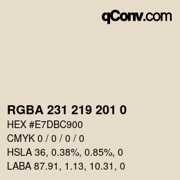 Color code: RGBA 231 219 201 0 | qconv.com