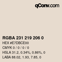 Color code: RGBA 231 219 206 0 | qconv.com