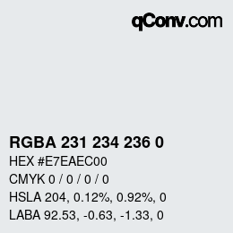 Color code: RGBA 231 234 236 0 | qconv.com