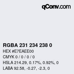 Color code: RGBA 231 234 238 0 | qconv.com