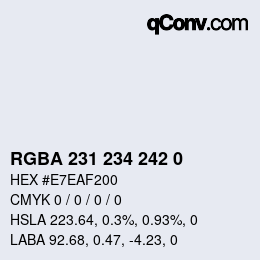 Color code: RGBA 231 234 242 0 | qconv.com