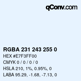 Color code: RGBA 231 243 255 0 | qconv.com