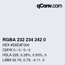 Color code: RGBA 232 234 242 0 | qconv.com