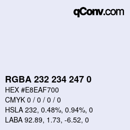 Color code: RGBA 232 234 247 0 | qconv.com