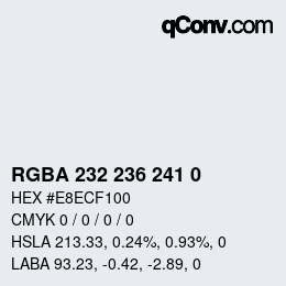 Color code: RGBA 232 236 241 0 | qconv.com