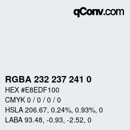 Color code: RGBA 232 237 241 0 | qconv.com