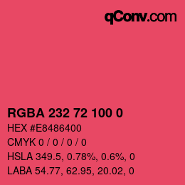 Color code: RGBA 232 72 100 0 | qconv.com