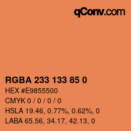 Farbcode: RGBA 233 133 85 0 | qconv.com