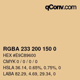 Color code: RGBA 233 200 150 0 | qconv.com