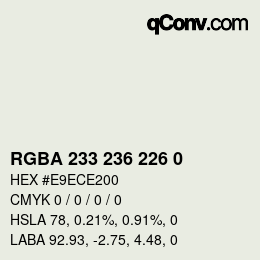 Color code: RGBA 233 236 226 0 | qconv.com