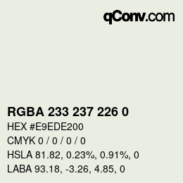 Farbcode: RGBA 233 237 226 0 | qconv.com