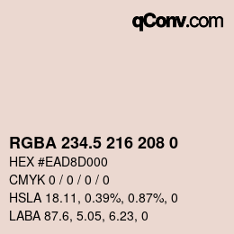 Color code: RGBA 234.5 216 208 0 | qconv.com