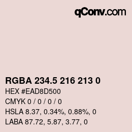 Código de color: RGBA 234.5 216 213 0 | qconv.com