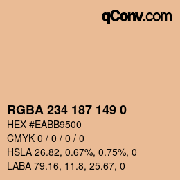 Farbcode: RGBA 234 187 149 0 | qconv.com