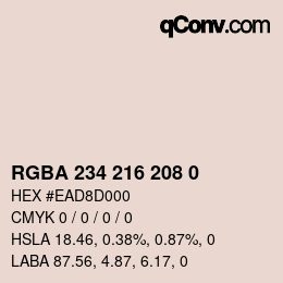 Color code: RGBA 234 216 208 0 | qconv.com