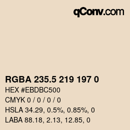 Farbcode: RGBA 235.5 219 197 0 | qconv.com