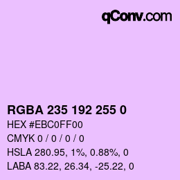 Farbcode: RGBA 235 192 255 0 | qconv.com