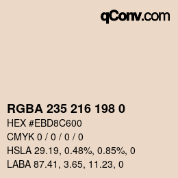 Color code: RGBA 235 216 198 0 | qconv.com
