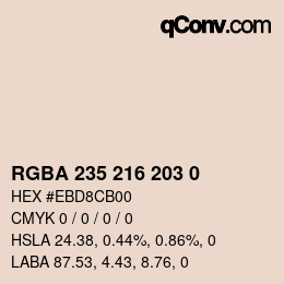 Color code: RGBA 235 216 203 0 | qconv.com