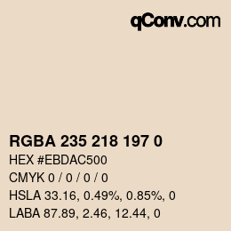 Color code: RGBA 235 218 197 0 | qconv.com