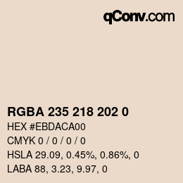 Color code: RGBA 235 218 202 0 | qconv.com