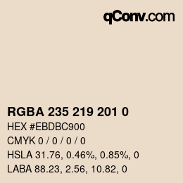 Color code: RGBA 235 219 201 0 | qconv.com