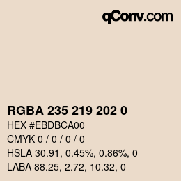 Color code: RGBA 235 219 202 0 | qconv.com