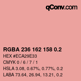 颜色代码: RGBA 236 162 158 0.2 | qconv.com