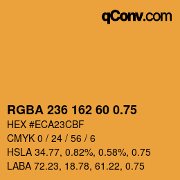 颜色代码: RGBA 236 162 60 0.75 | qconv.com