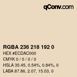 Color code: RGBA 236 218 192 0 | qconv.com
