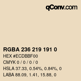 Color code: RGBA 236 219 191 0 | qconv.com