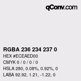 Color code: RGBA 236 234 237 0 | qconv.com