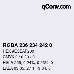 Color code: RGBA 236 234 242 0 | qconv.com