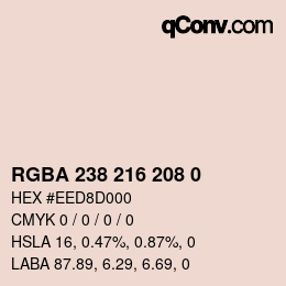 Color code: RGBA 238 216 208 0 | qconv.com