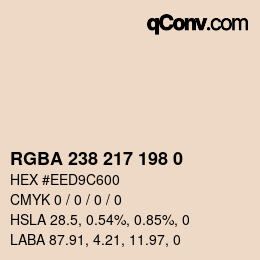 Color code: RGBA 238 217 198 0 | qconv.com