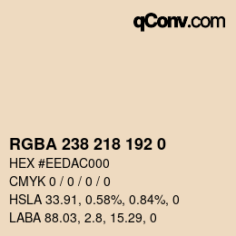Color code: RGBA 238 218 192 0 | qconv.com
