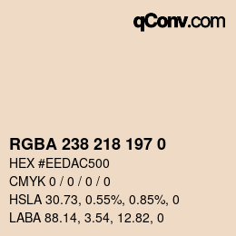 カラーコード: RGBA 238 218 197 0 | qconv.com