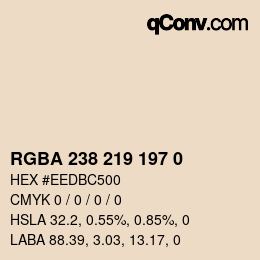 Color code: RGBA 238 219 197 0 | qconv.com